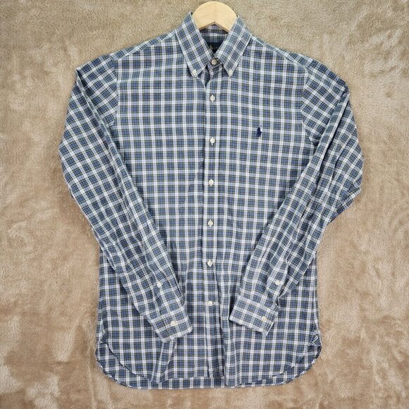 Ralph Lauren Dress Shirt Mens Size 14.5-37 Pony Logo Plaid Checkered Long Sleeve - Picture 2 of 10